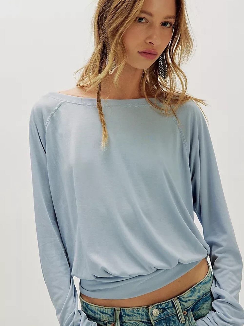 Free People Gwen Long Sleeve Top in Grey Dawn - Picture 6 of 6